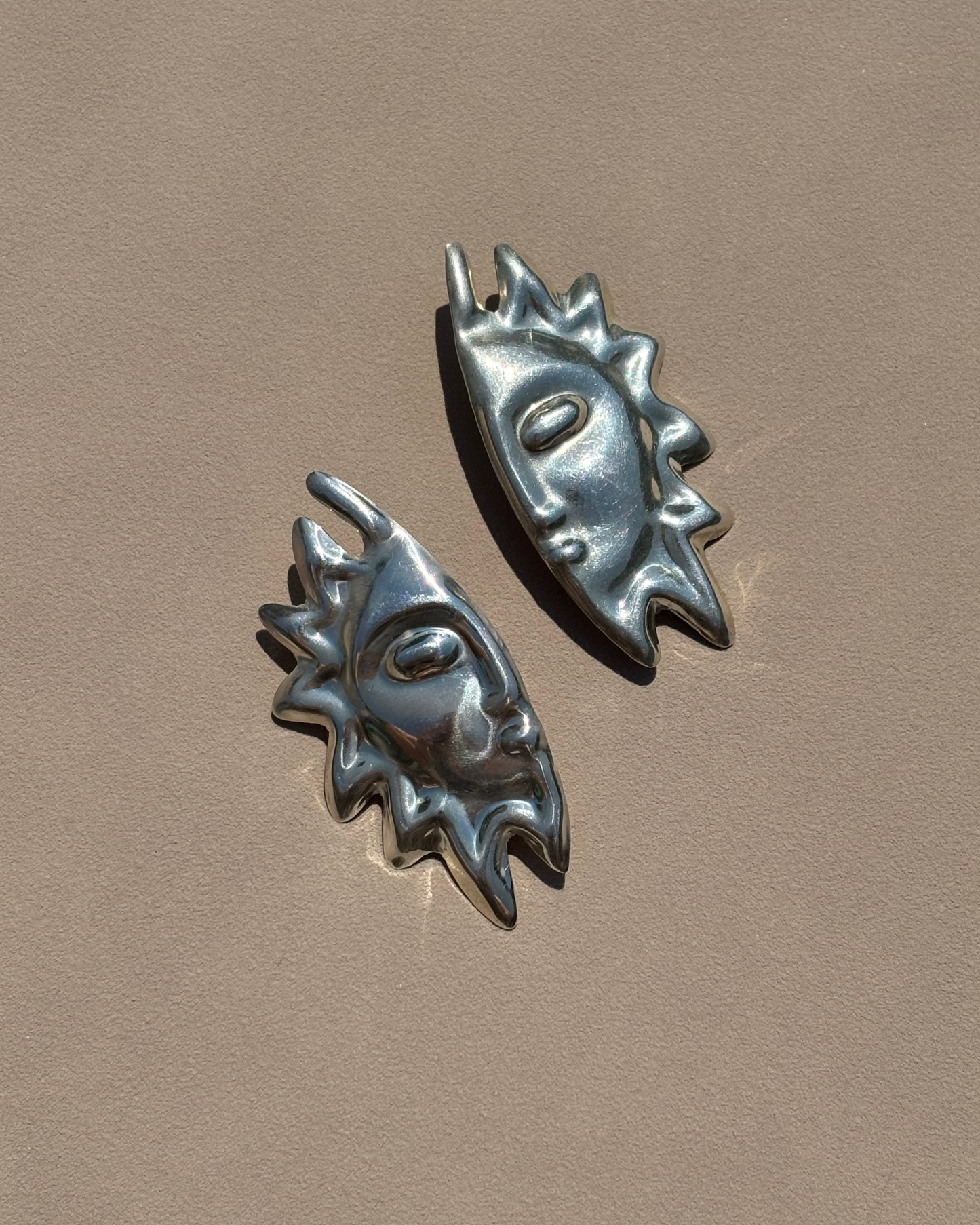 Vintage Sterling Silver Surrealist Sun Earrings