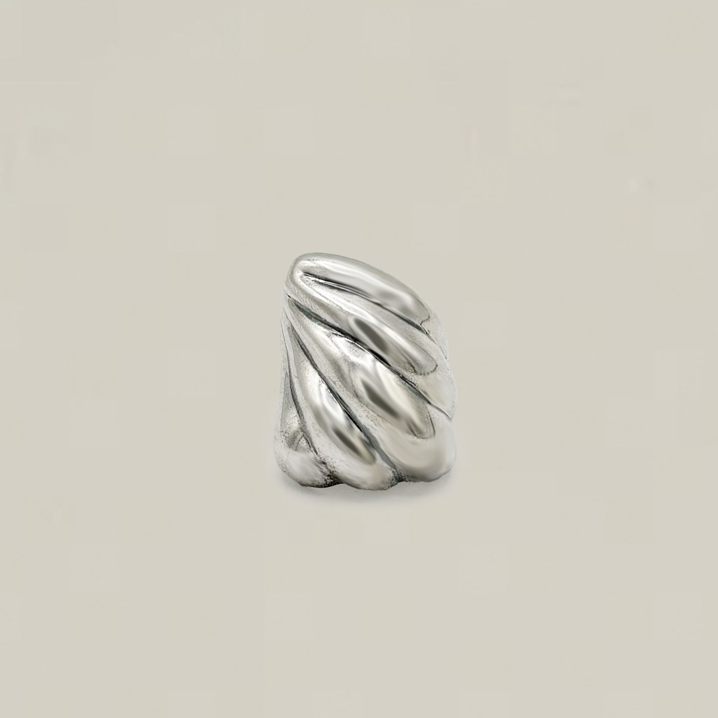 Vintage Sterling Silver Sculptural Ribbed Ring