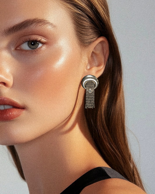 Vintage Sterling Silver Arc Fringe Earrings