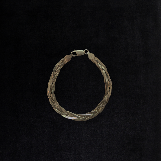Vintage Sterling Silver Braided Herringbone Bracelet