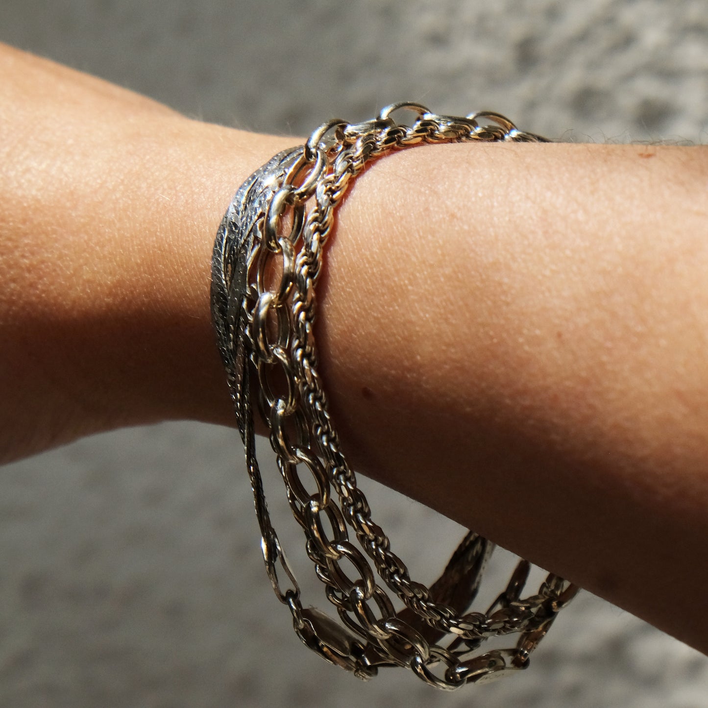 Vintage Sterling Silver Twist Chain Bracelet