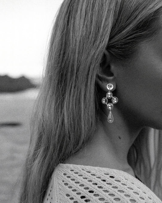 Vintage Sterling Silver Modernist Chandelier Earrings