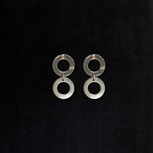 Vintage Sterling Silver Modernist Circle Earrings