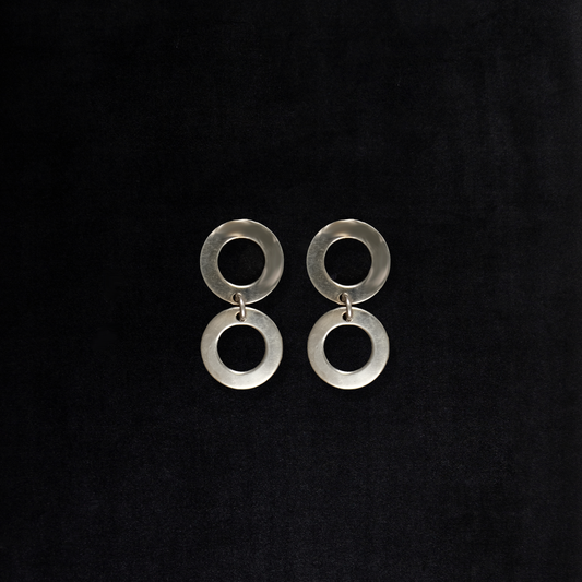 Vintage Sterling Silver Modernist Circle Earrings