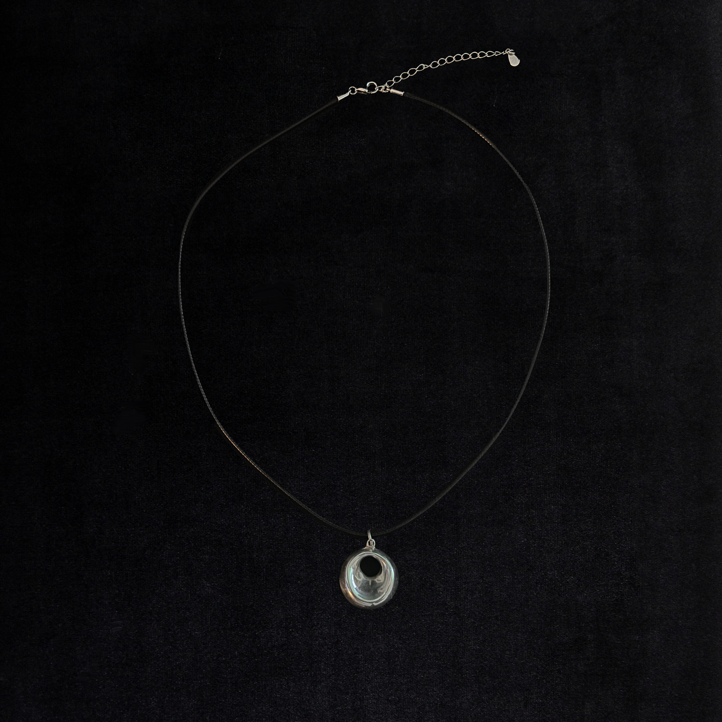 Vintage Sterling Silver Pendant Black Leather Cord Necklace
