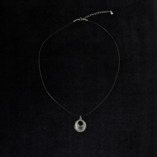 Vintage Sterling Silver Pendant Black Leather Cord Necklace