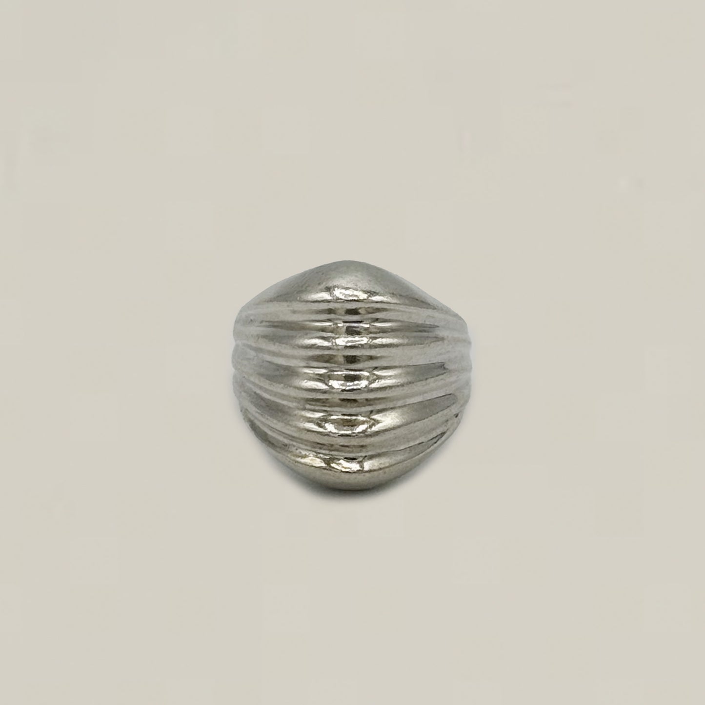 Vintage Silver Ribbed Moderne Dome Ring