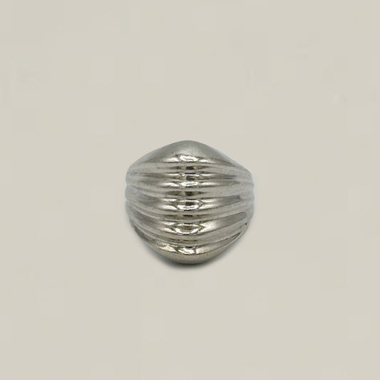 Vintage Silver Ribbed Moderne Dome Ring