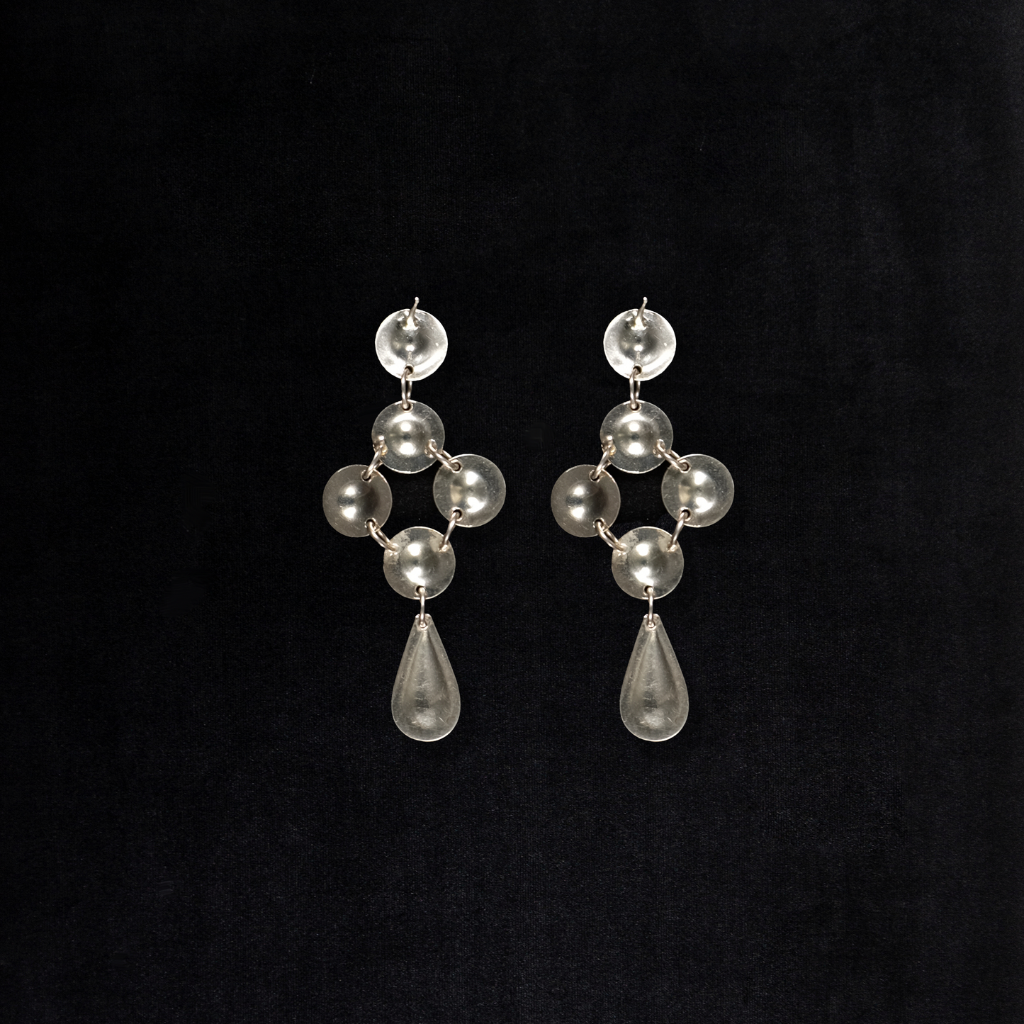 Vintage Sterling Silver Modernist Chandelier Earrings