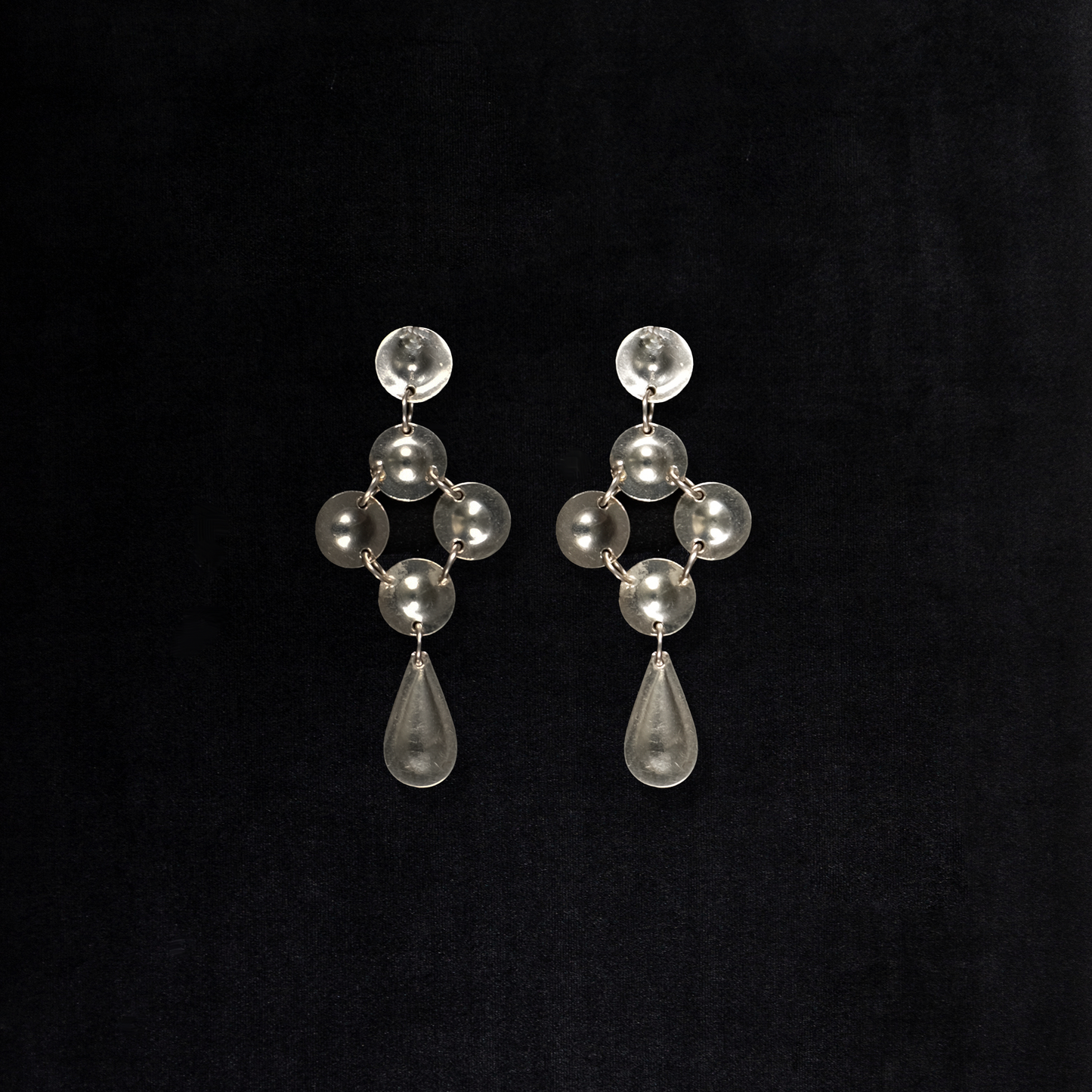 Vintage Sterling Silver Modernist Chandelier Earrings