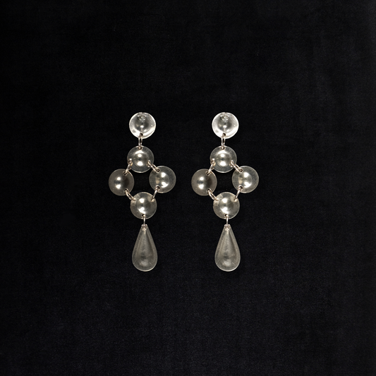 Vintage Sterling Silver Modernist Chandelier Earrings