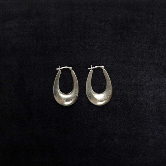 Vintage Sterling Silver Elongated Hoop Earrings