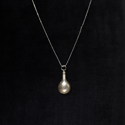 Vintage Sterling Silver Etched Perfume Necklace