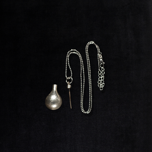 Vintage Sterling Silver Etched Perfume Necklace