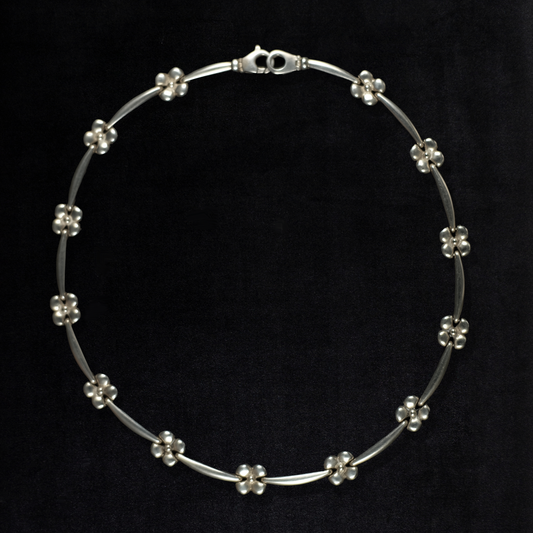Vintage Sterling Silver Flower Necklace