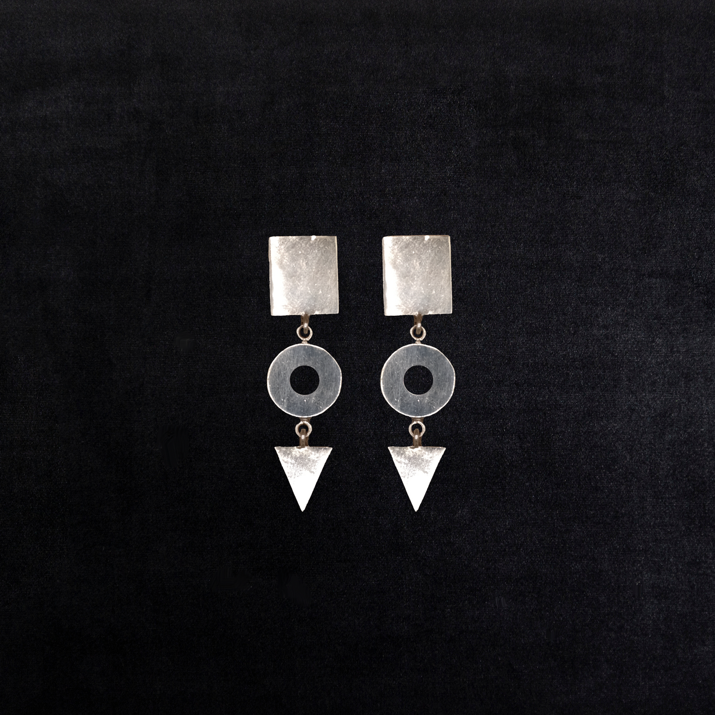 Vintage Sterling Silver Modernist Geometric Earrings