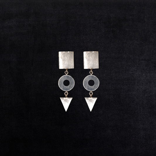 Vintage Sterling Silver Modernist Geometric Earrings