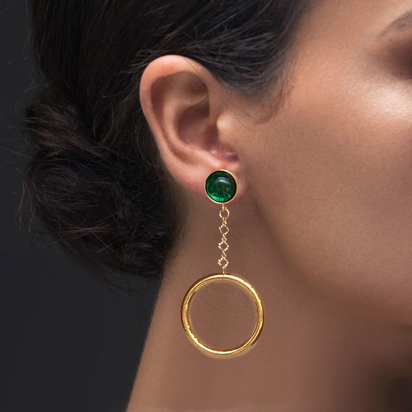 Vintage Green and Gold Dangle Earrings