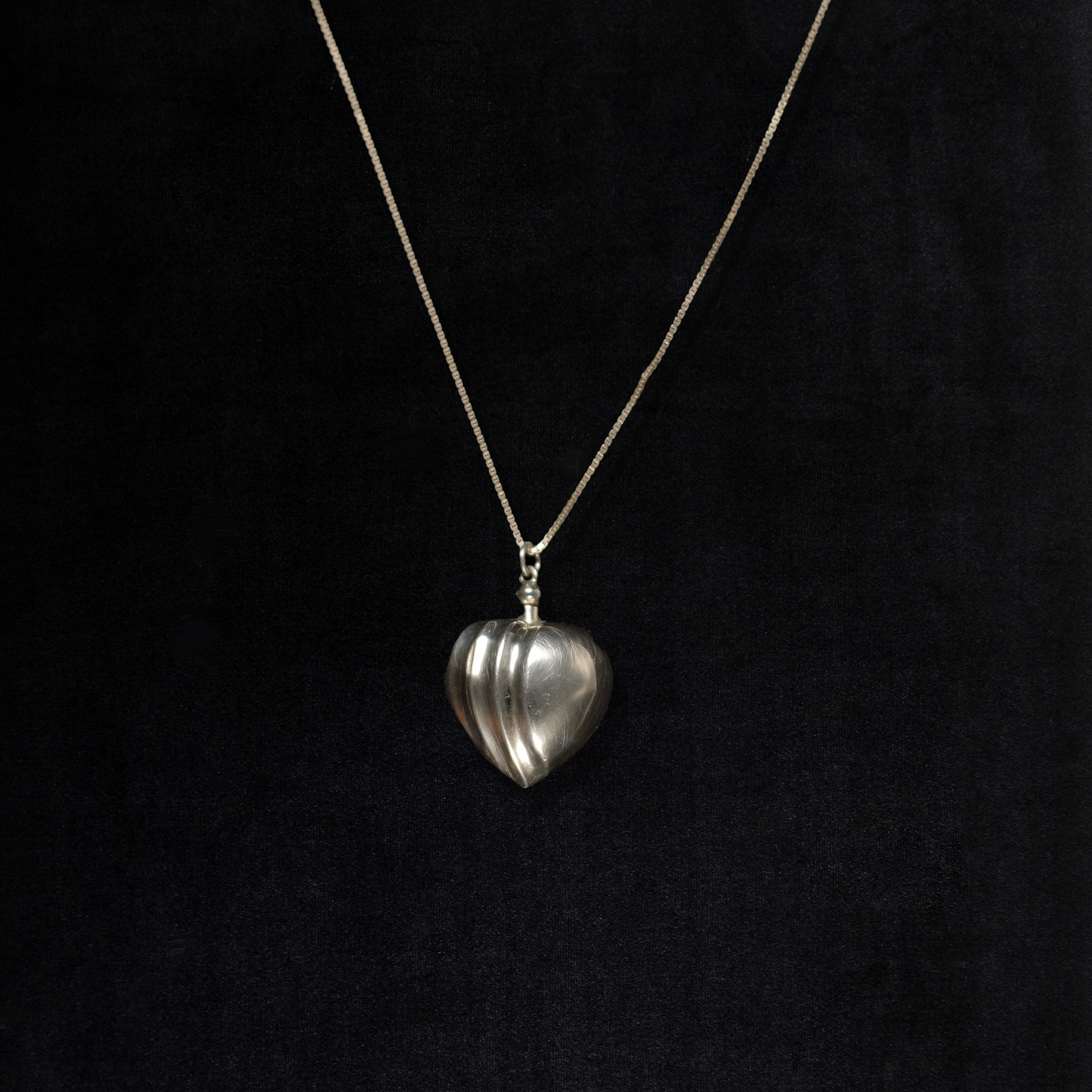 Vintage Sterling Silver Perfume Heart Necklace
