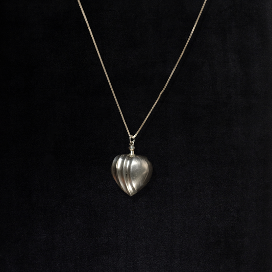 Vintage Sterling Silver Perfume Heart Necklace