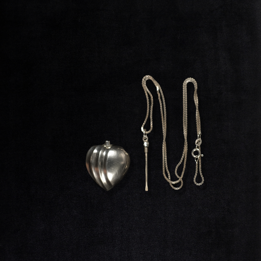 Vintage Sterling Silver Perfume Heart Necklace