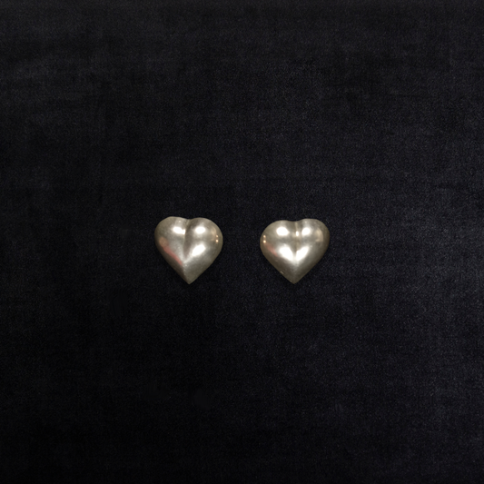 Vintage Sterling Silver Puffy Heart Earrings