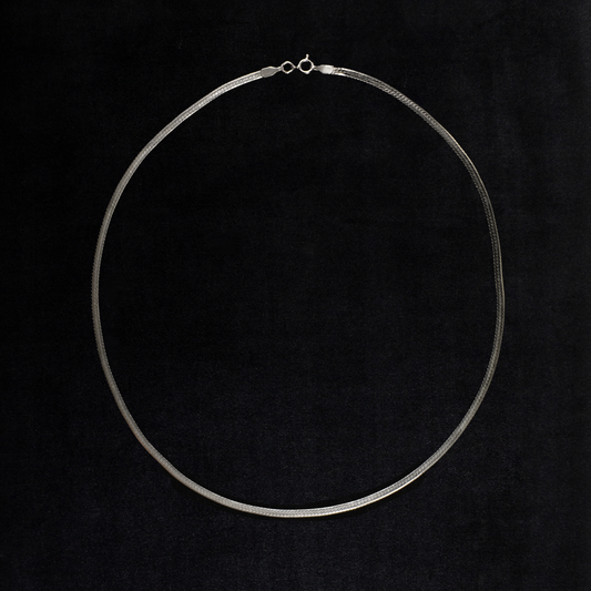 Vintage Sterling Silver Liquid Herringbone Necklace