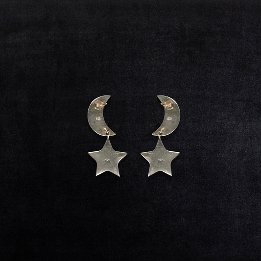 Vintage Sterling Silver Celestial Earrings