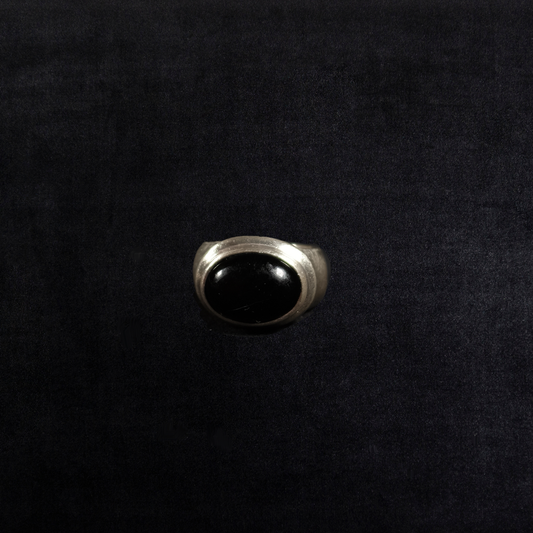Vintage Sterling Silver Modernist Oval Onyx Ring