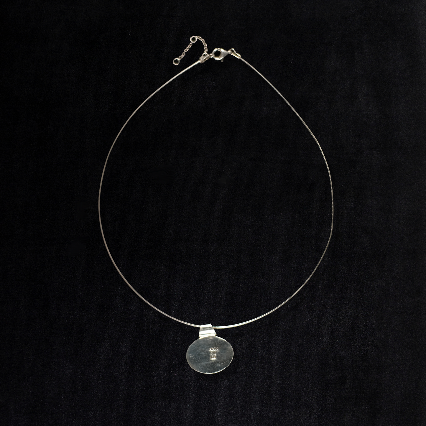 Vintage Sterling Silver Modernist Oval Onyx Necklace