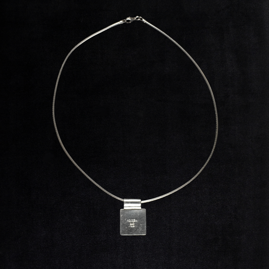 Vintage Sterling Silver Modernist Square Onyx Necklace