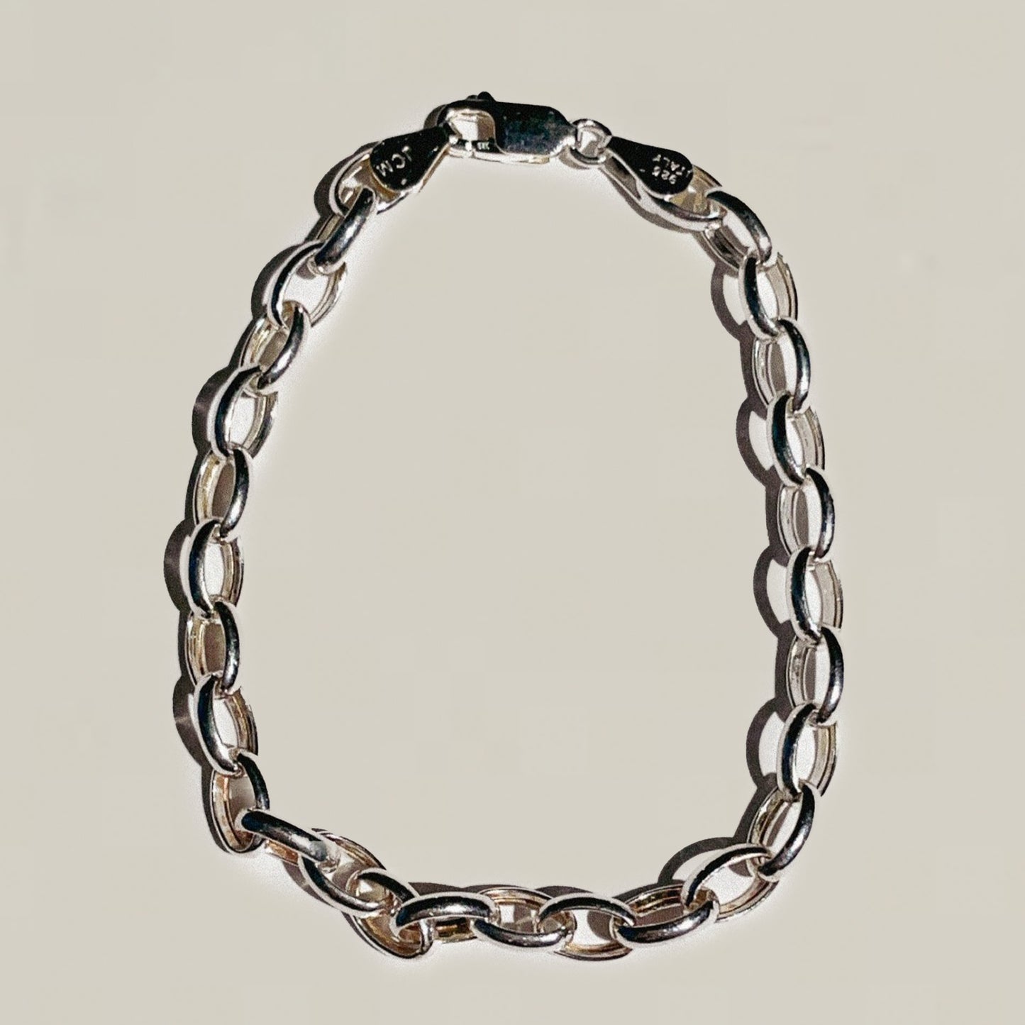 Vintage Sterling Silver Oval Chain Bracelet