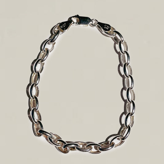 Vintage Sterling Silver Oval Chain Bracelet