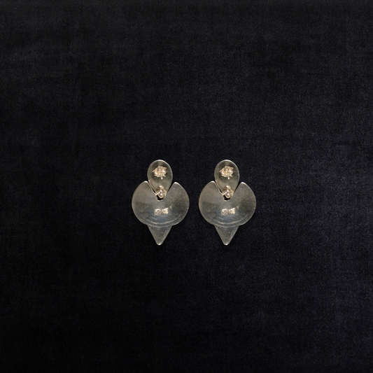 Vintage Sterling Silver Modernist Petal Earrings