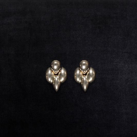 Vintage Sterling Silver Modernist Petal Earrings