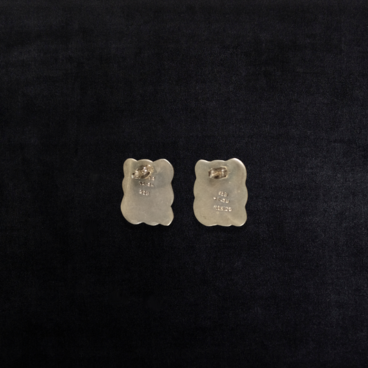 Vintage Sterling Silver Taxco Ribbed Puffy Earrings