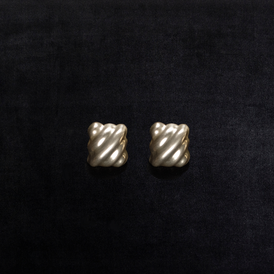 Vintage Sterling Silver Taxco Ribbed Puffy Earrings