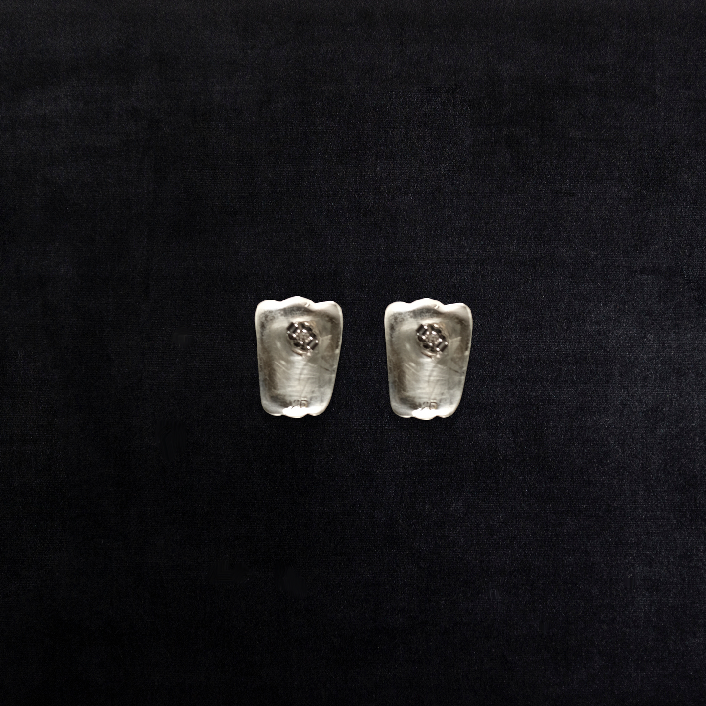 Vintage Sterling Silver Modernist Puffed Stud Earrings