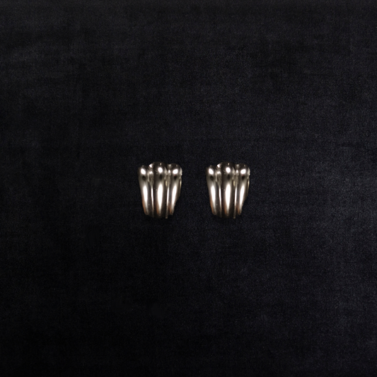 Vintage Sterling Silver Modernist Puffed Stud Earrings