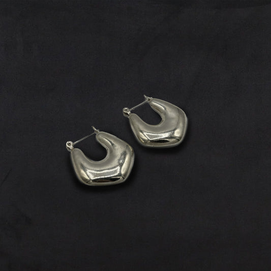 Vintage Sterling Silver Puffy Geo Hoops