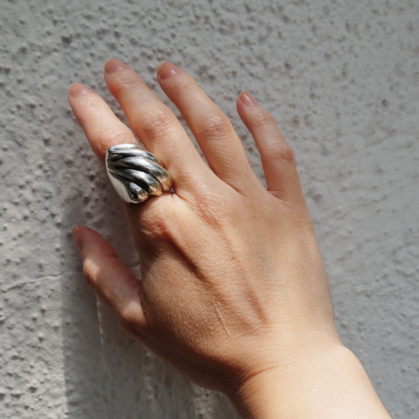 Vintage Sterling Silver Sculptural Ribbed Ring