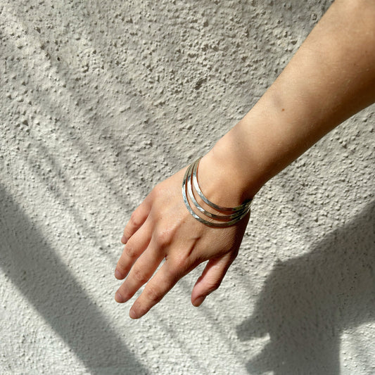 Vintage Sterling Silver Linings Cuff Bracelet