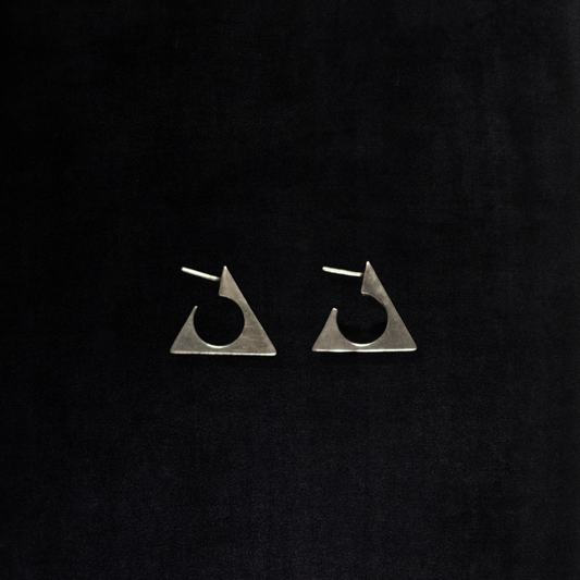 Vintage Serling Silver Modernist Triangle Earrings