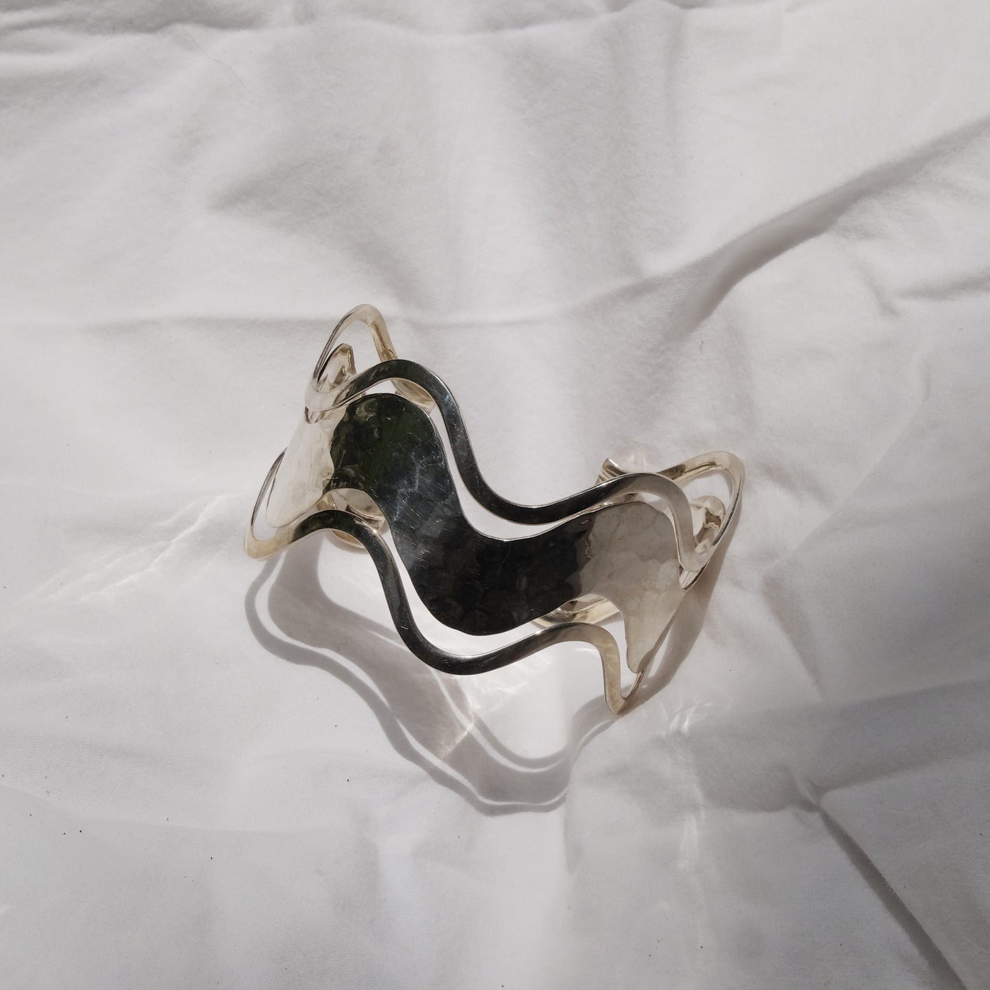 Vintage Sterling Silver Waves Cuff Bracelet