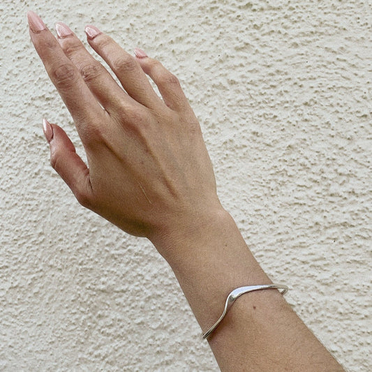 Vintage Sterling Silver Modernist Cuff Bracelet