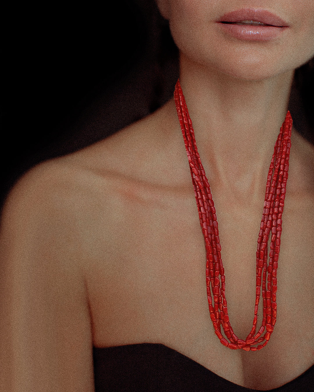 Vintage Sterling Silver Coral Beaded Necklace
