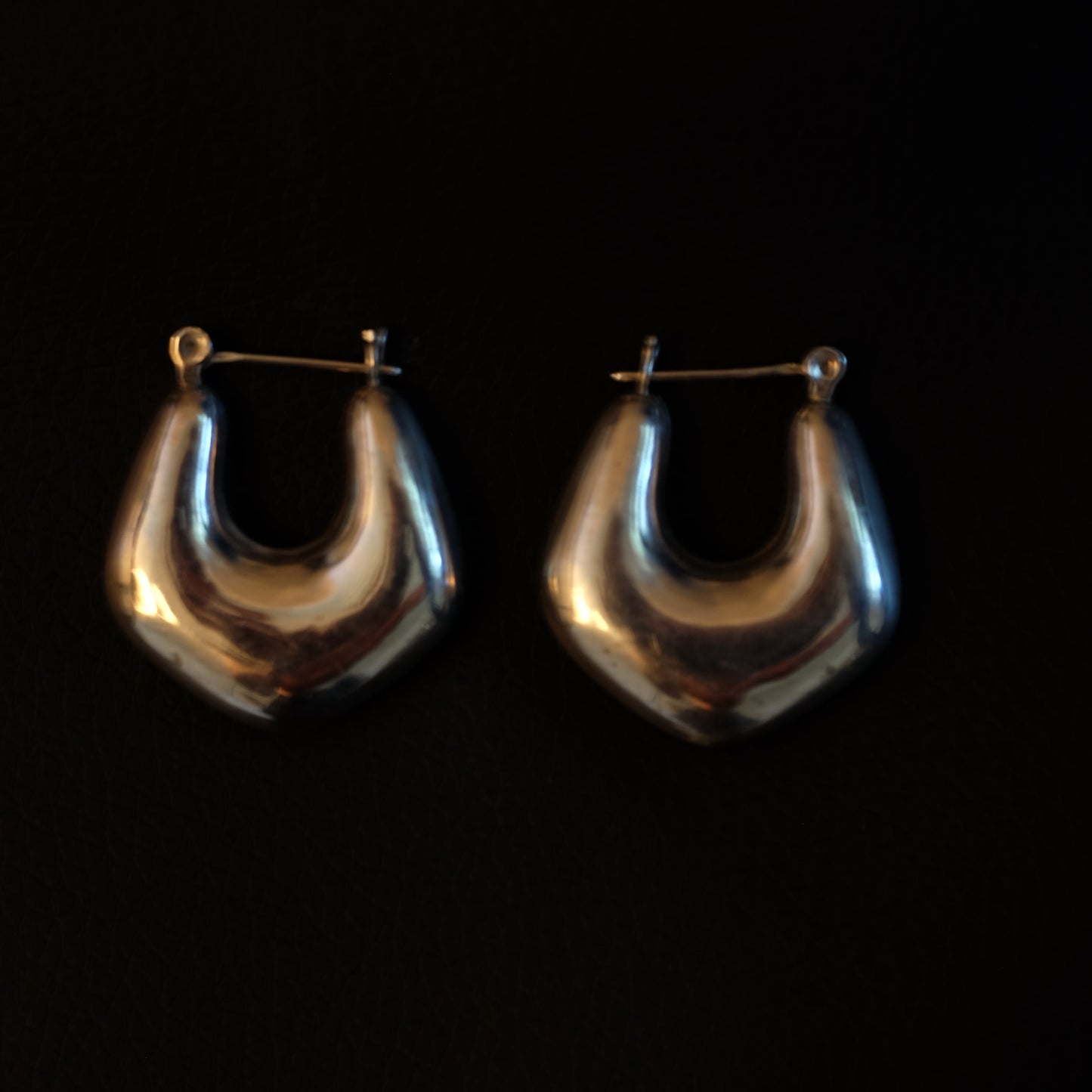 Vintage Silver Puffy Geo Hoops