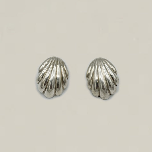 Vintage Silver Puffy Deco Earrings