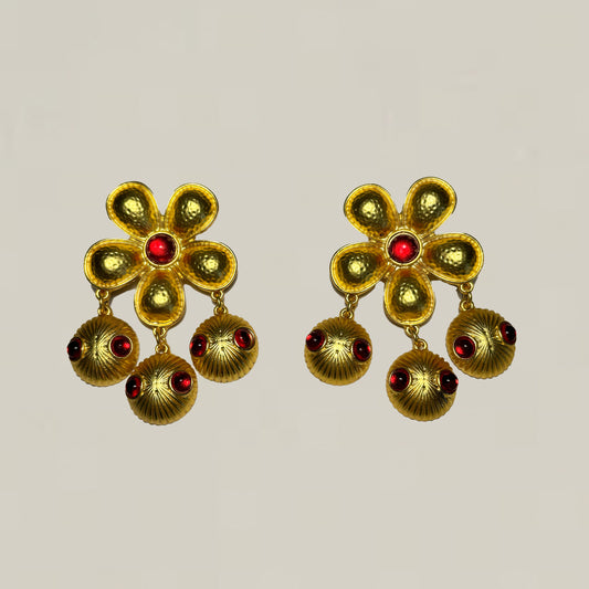 Vintage Large Flower Earrings