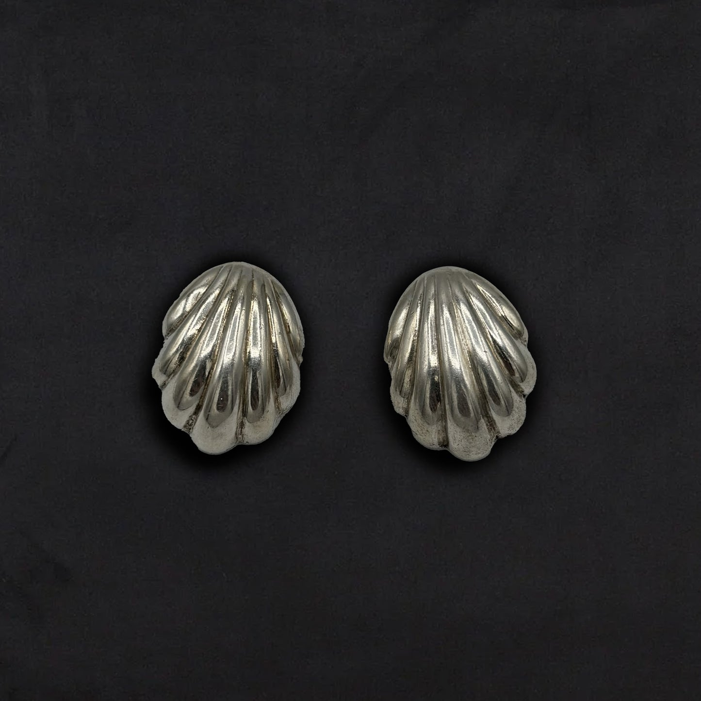 Vintage Silver Puffy Deco Earrings